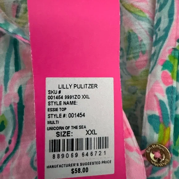 Lilly pulitzer essie top in multi unicorn of the sea NWT sz XXL - Picture 2 of 2